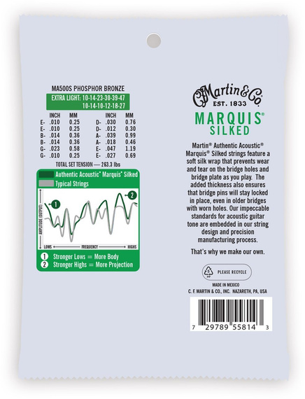 Struny do gitary dwunastostrunowej Martin Authentic Acoustic MA500S phosphor bronze 10 - 47 extra light