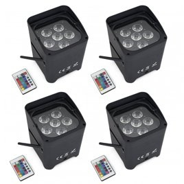 Zestaw 4 x Fractal PAR LED Akumulator 6x15 W RGBWA + UV, WIFI