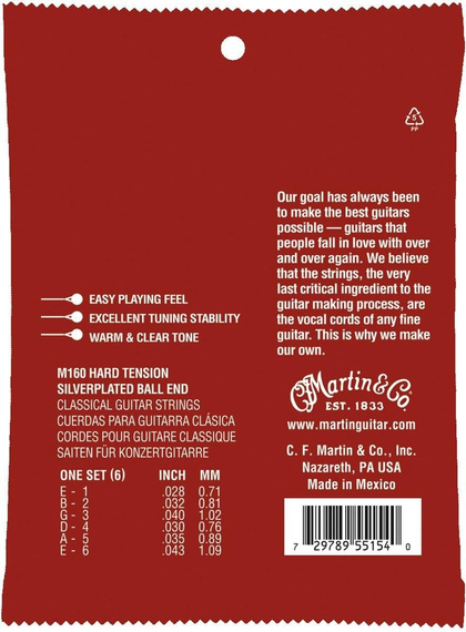 Martin M160 – struny do gitary klasycznej hard tension