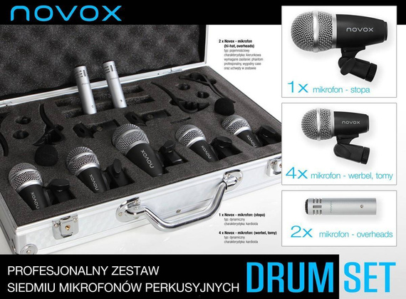 novox Drum Set Zestaw 7 mikrofonów perkusyjnych