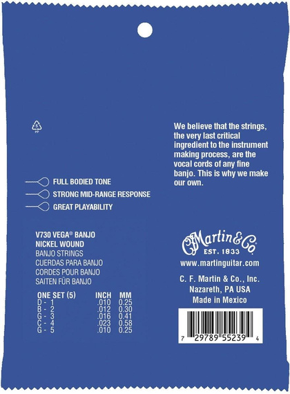 Struny do Banjo Martin V730 Strings Vega Banjo 7305 StrMed