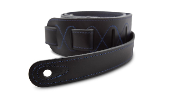 Taylor Blue Denim Strap,Navy Leather Edges,2.5" - pasek
