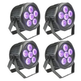 Zestaw 4 x Fractal LED PAR 6x12 W BATT RGBWA + UV