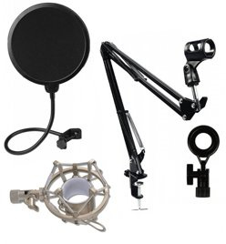 Zestaw USB Statyw + Pop Filtr + Kosz Srebrny