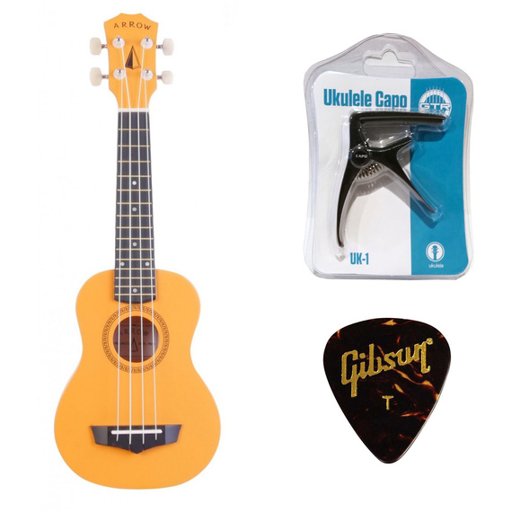 Zestaw Ukulele Arrow PB10OR + Kapodaster + Kostki