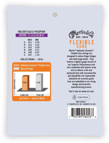 Martin MA130FX Flexible Core Silk & Steel – struny do gitary akustycznej
