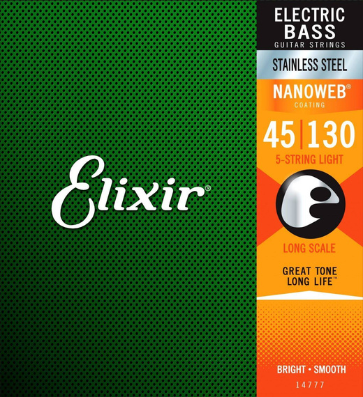 Elixir 14777 NanoWeb Stainless Steel 45-130 – struny do gitary basowej