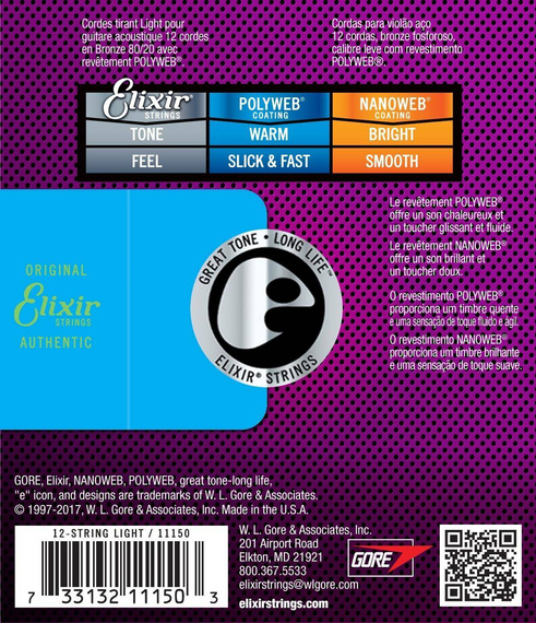 Elixir 11150 PolyWeb Bronze 12-String 10-47 – struny do gitary 12-strunowej
