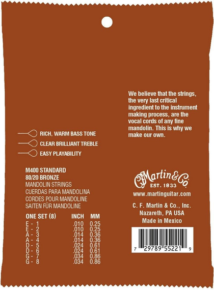 Martin M400 – struny do mandoliny light