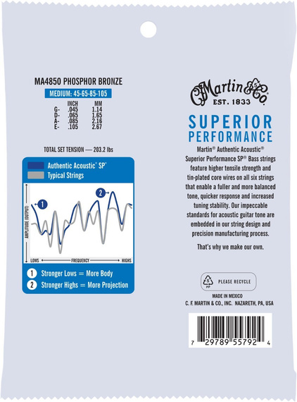 Martin Authentic Acoustic MA4850 – struny basowe 45-105 medium