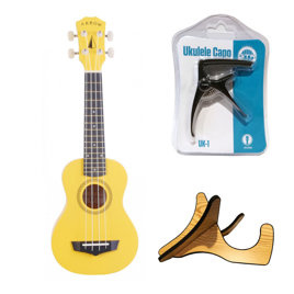 Zestaw Ukulele Arrow PB10YW Pokrowiec + Stojak + Kapo
