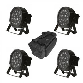 Zestaw 4 x Fractal Lights PAR LED 18x1 W + Pokrowiec