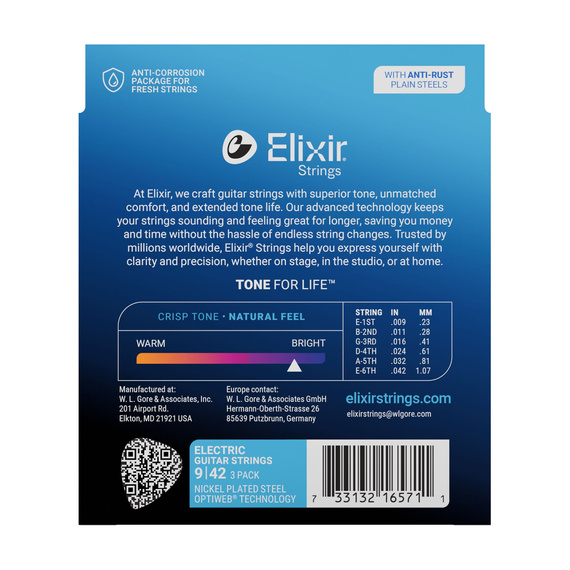Elixir 16571 – struny elektryczne nickel Super Light 3-pak