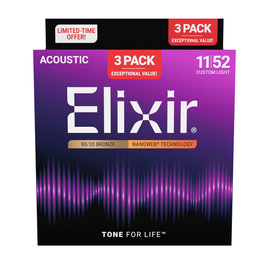 Elixir 16564 Acou 8020 NW CusLt - struny akustyczne 3-pack