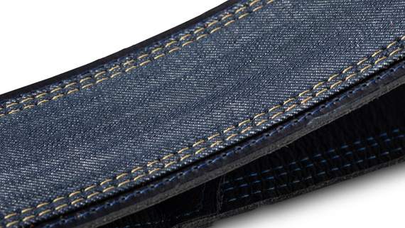 Taylor Blue Denim Strap,Navy Leather Edges,2.5" - pasek