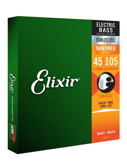 Elixir 14677 NanoWeb Stainless Steel 45-105 – struny do gitary basowej