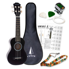 Arrow PB10 BK Soprano Black – ukulele sopranowe zestaw z akcesoriami