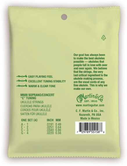 Martin M600 – struny fluorocarbon do ukulele sopran/koncert