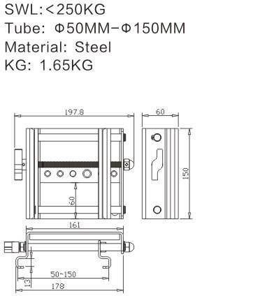 Uchwyt Fractal Lights FL504AB - L50-150mm, 250 kg