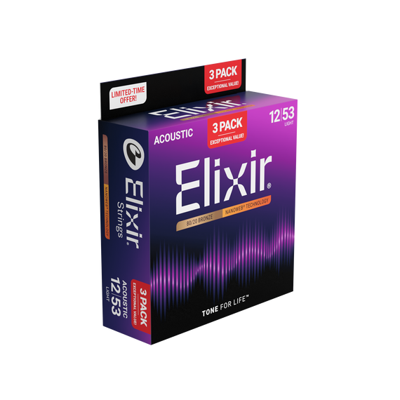 Elixir 16565 Acou 8020 NW Lt (3Pk 11052) - potrójny zestaw strun