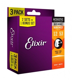 Elixir 16539 NanoWeb Bronze Light 12-53 pack 2+1