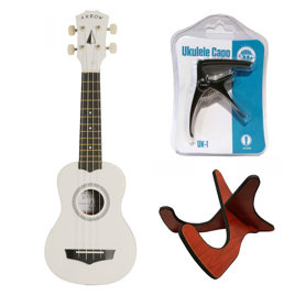Zestaw Arrow Ukulele PB10WH + Pokrowiec + Stojak + Kapo