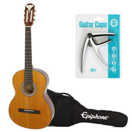 Zestaw gitara klasyczna Epiphone PRO-1 Classic 1.75 NA z Kapodastrem i Pokrowcem