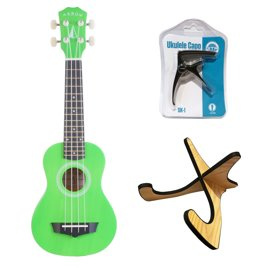 Zestaw Ukulele Arrow PB10GR Pokrowiec + Stojak + Kapo
