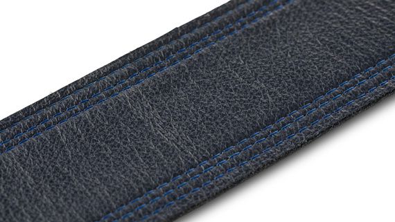 Taylor Blue Denim Strap,Navy Leather Edges,2.5" - pasek
