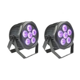 Zestaw 2 x Fractal LED PAR 6x12 W BATT RGBWA + UV