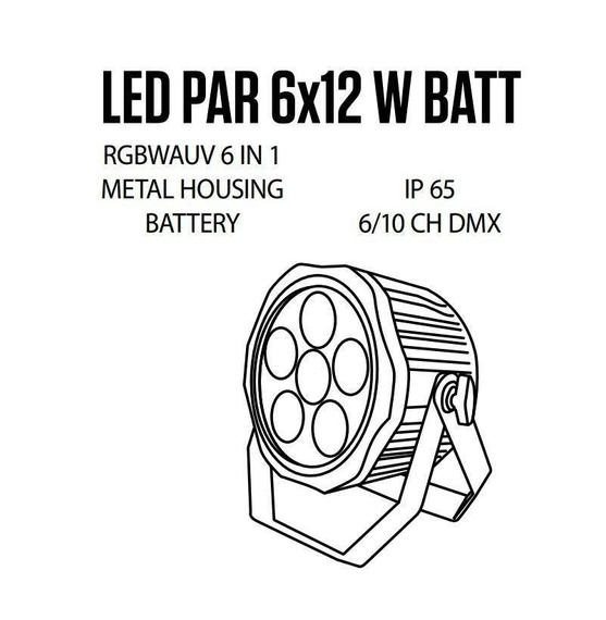 Zestaw 4 x Fractal LED PAR 6x12 W BATT RGBWA + UV