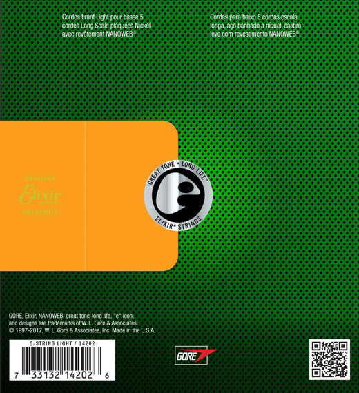 Elixir 14202 NanoWeb 45-130 Long Scale – struny do gitary basowej 5-str