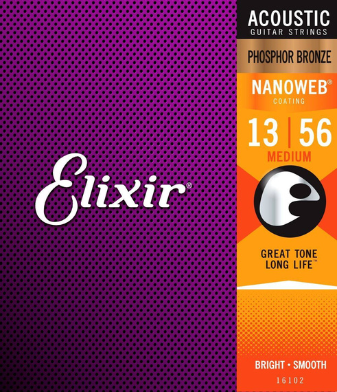 Elixir 16102 NanoWeb Phosphor Bronze Medium 13-56