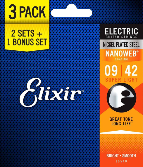 Elixir 16540 Super Light 9-42 – struny do gitary elektrycznej 2+1