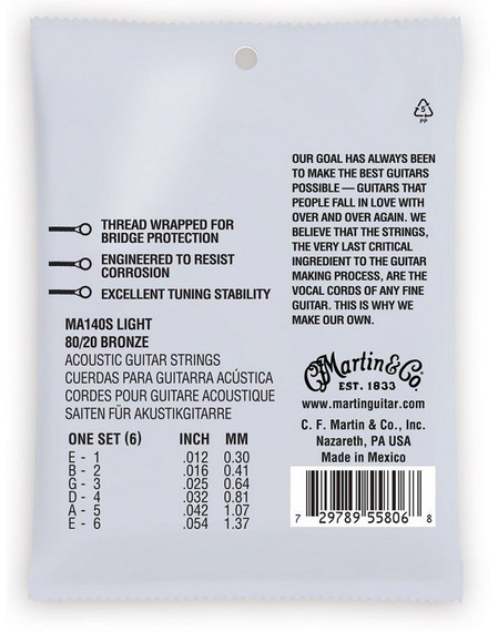Struny do gitary akustycznej Martin MA140S