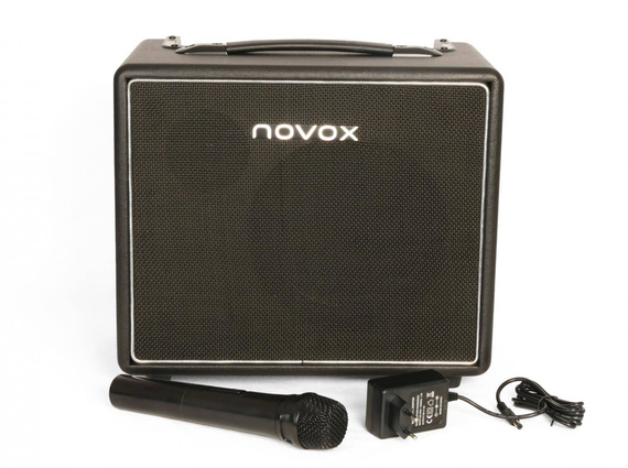 ZESTAW wzmacniacz Novox nPLAY + PEAVEY PV MSP-1 mikrofon kabel statyw etui