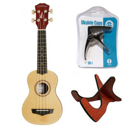Zestaw Arrow ukulele PB10 NA + Pokrowiec + Stojak + Kapo