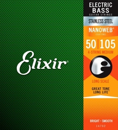 Elixir 14702 Medium 50-105 Long Scale – struny basowe stalowe