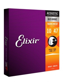Struny do gitary akustycznej Elixir 11002 NanoWeb Bronze Extra Light 10-47